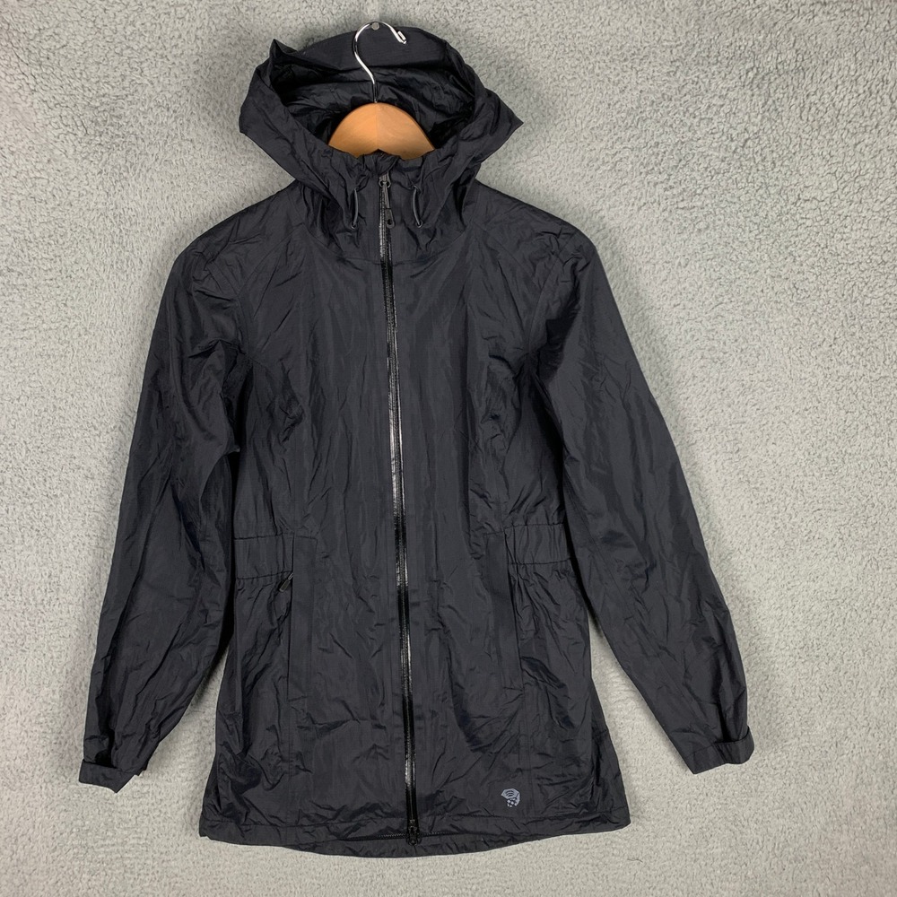 Mountain Hardwear Rain Jacket Womens XS Hooded Lightweight Packable Black